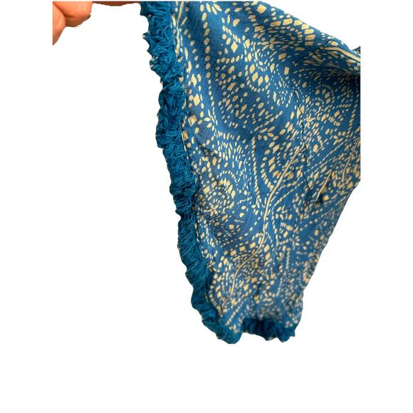 Boho smocked tunic fairycore cottage coquette Fringe Festival blue flowy gypsy L - Picture 5 of 10